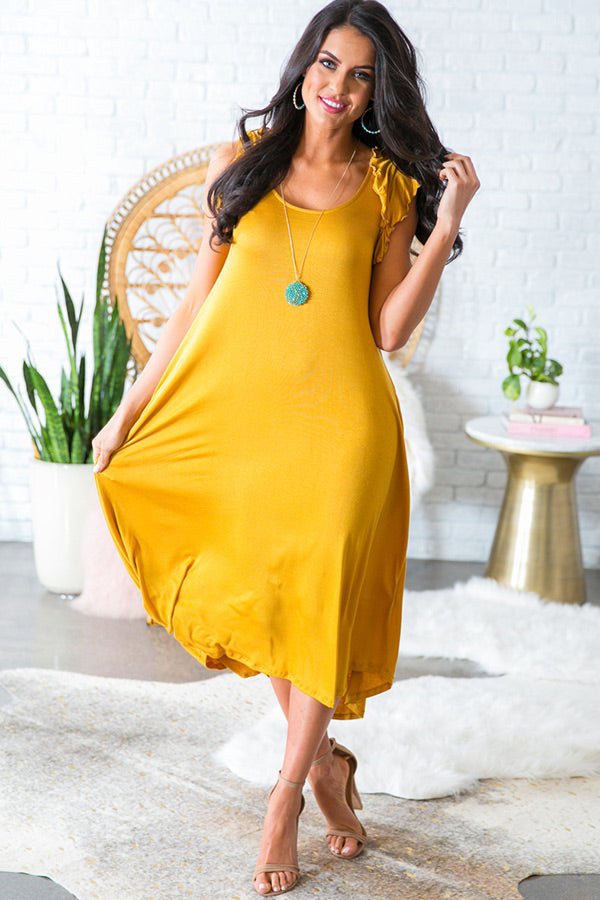 Beachside T-shirt Midi in Mustard-Beginning Fashion