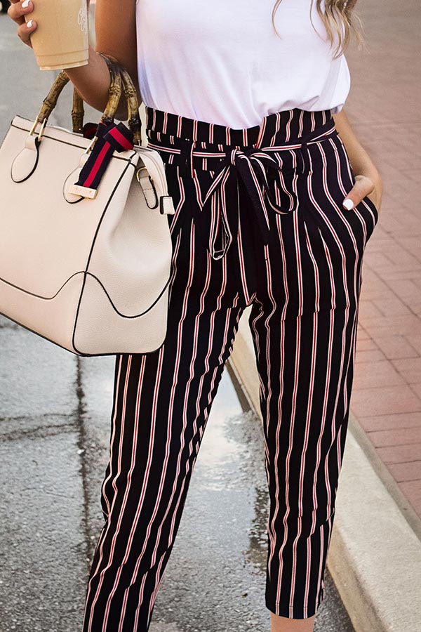 Beachy Chic Stripe Trousers in Navy-Beginning Fashion