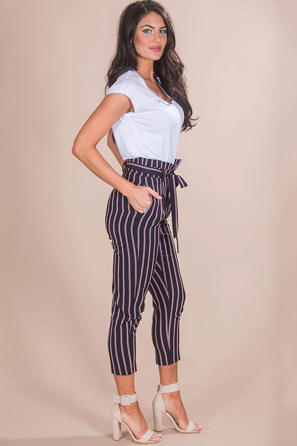 Beachy Chic Stripe Trousers in Navy-Beginning Fashion