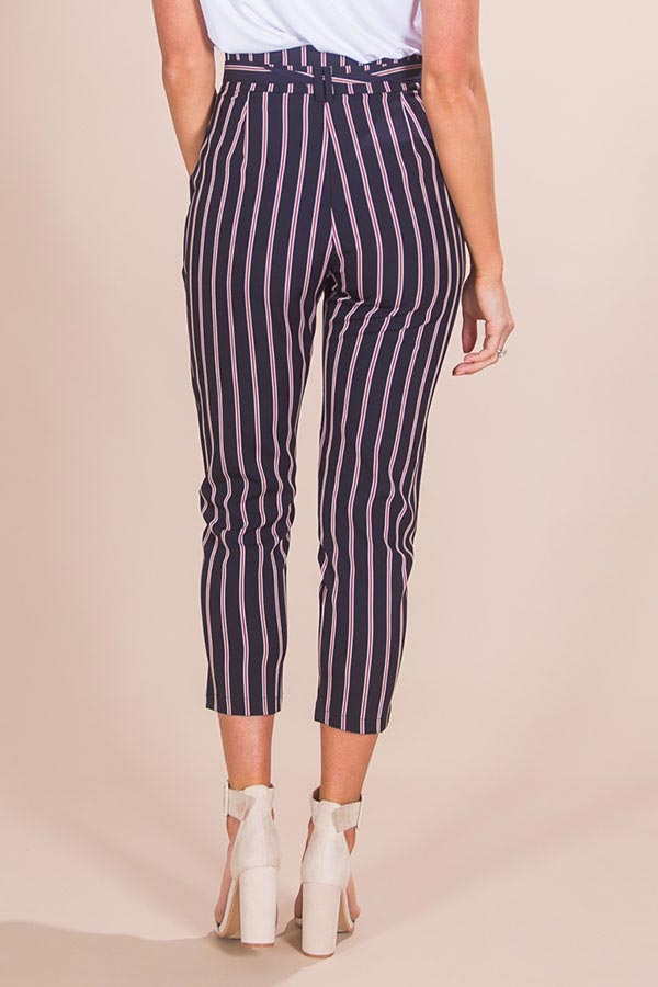 Beachy Chic Stripe Trousers in Navy-Beginning Fashion