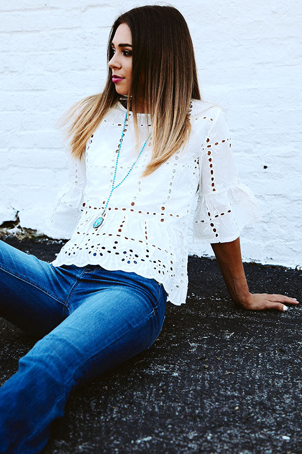 Bermuda Eyelet Shift Top-Beginning Fashion