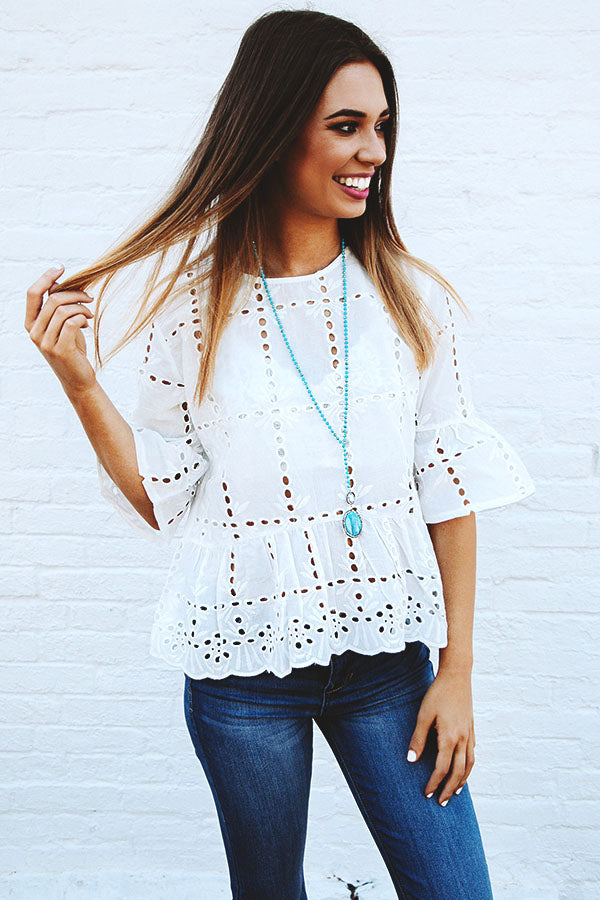 Bermuda Eyelet Shift Top-Beginning Fashion