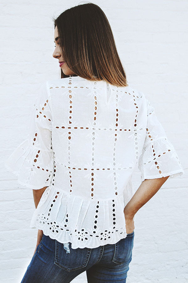 Bermuda Eyelet Shift Top-Beginning Fashion
