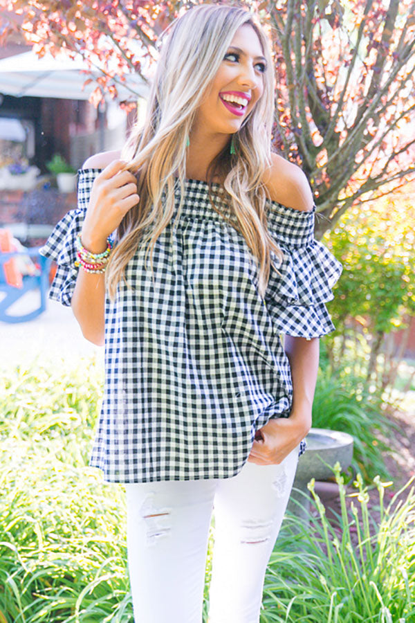 Gingham Playdate Shift Top-Beginning Fashion