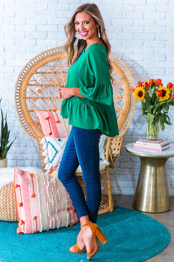 Barcelona Bombshell Shift Top In Emerald-Beginning Fashion