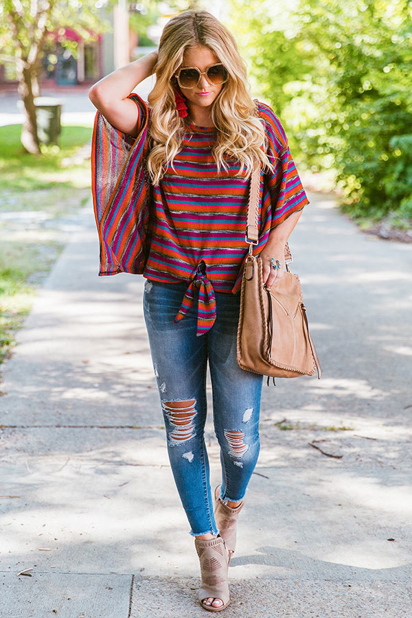 Avery Stripe Shift Top-Beginning Fashion