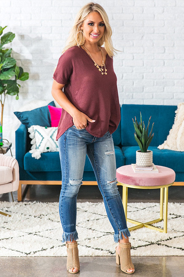 Haute Hustle Shift Tee in Rustic Wine-Beginning Fashion