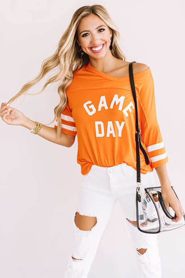 Game Day Varsity Shift Tee in Orange-Beginning Fashion