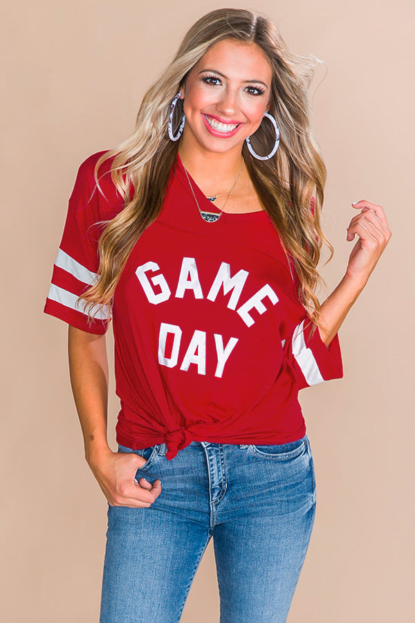 Game Day Varsity Shift Tee in Red-Beginning Fashion