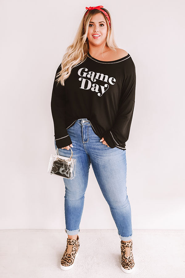 Game Day Long Sleeve Shift Tee Curves-Beginning Fashion