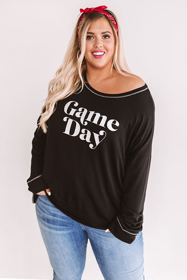 Game Day Long Sleeve Shift Tee Curves-Beginning Fashion