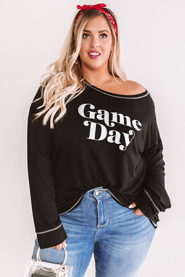 Game Day Long Sleeve Shift Tee Curves-Beginning Fashion