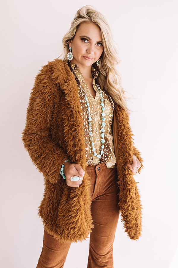 Central Park Stunning Fluffy Coat in Copper-Beginning Fashion