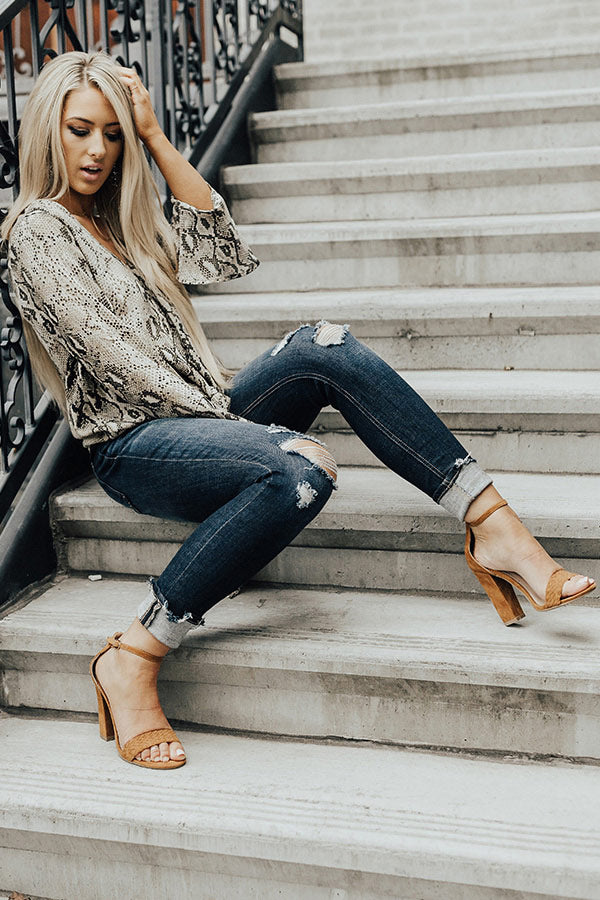 Bombshell Status Snake Print Tie Top-Beginning Fashion