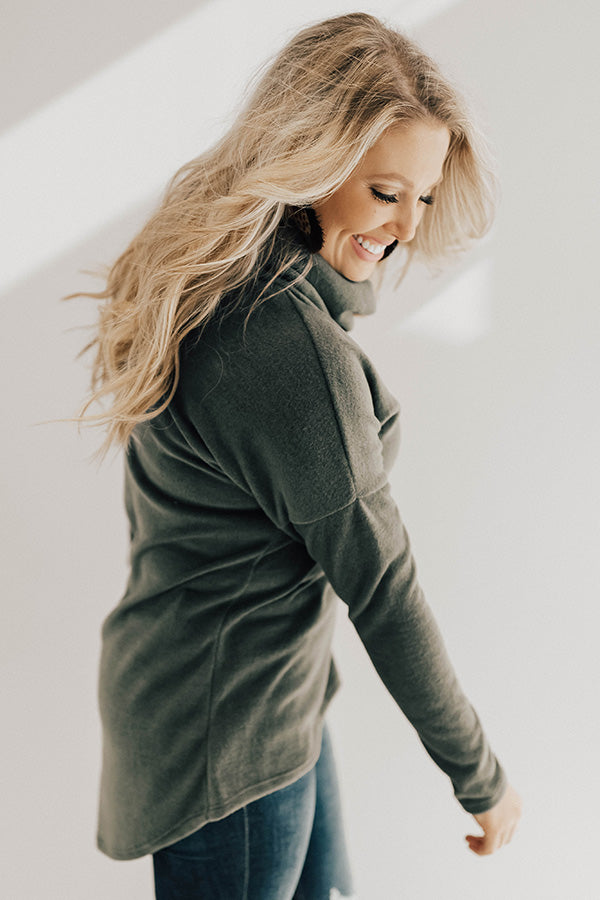 Baby, It's Cold Outside Shift Top in Olive-Beginning Fashion
