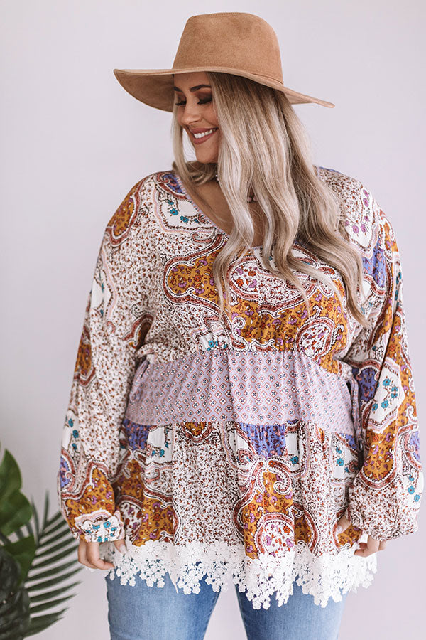 Gelato And Twirls Paisley Top  Curves-Beginning Fashion