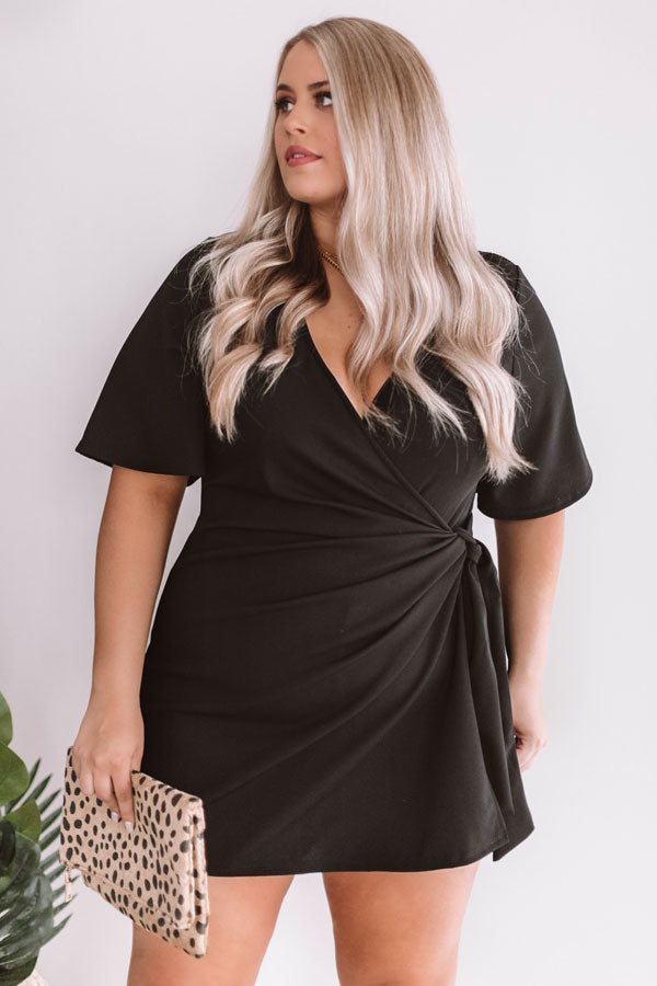 Calls For Celebration Wrap Romper In Black Curves-Beginning Fashion