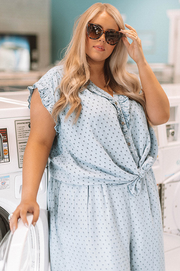 Beachy Brunch Chambray Shift Top  Curves-Beginning Fashion