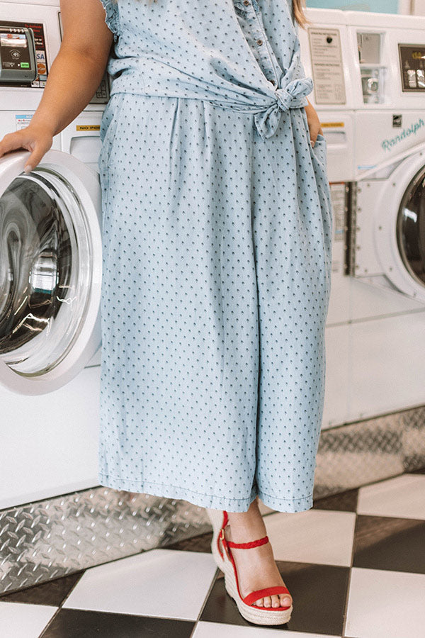 Beachy Brunch Chambray Pants Curves-Beginning Fashion