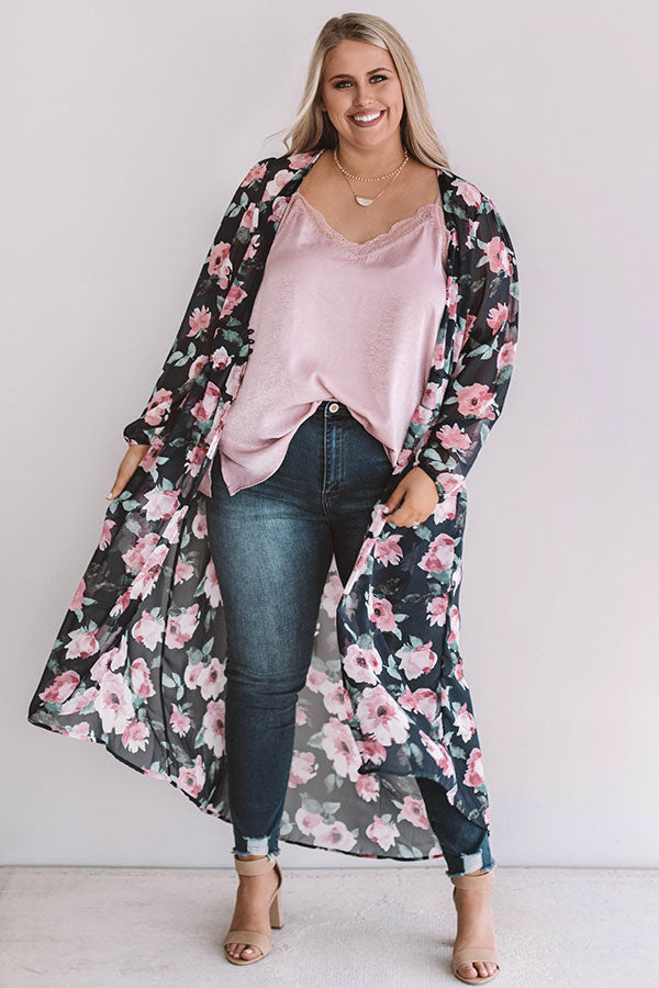 Fate And Florals Chiffon Duster  Curves-Beginning Fashion