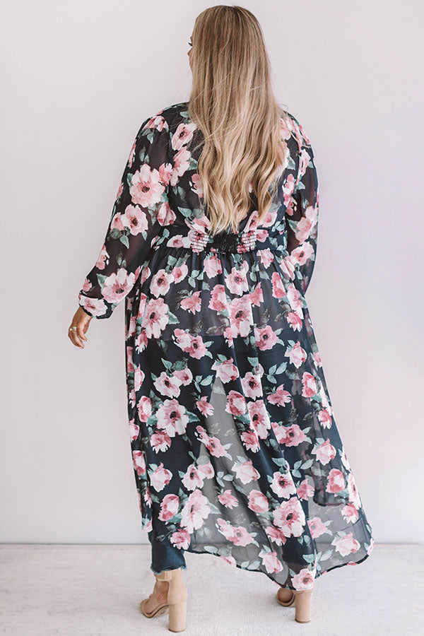 Fate And Florals Chiffon Duster  Curves-Beginning Fashion