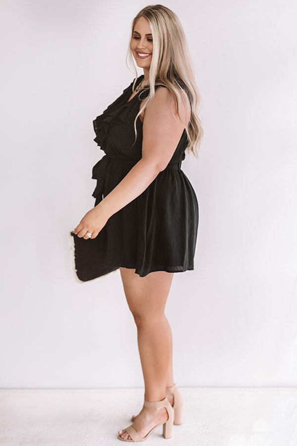 Bubbles In Brooklyn Ruffle Romper in Black Curves-Beginning Fashion