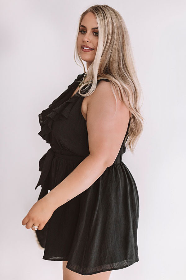 Bubbles In Brooklyn Ruffle Romper in Black Curves-Beginning Fashion