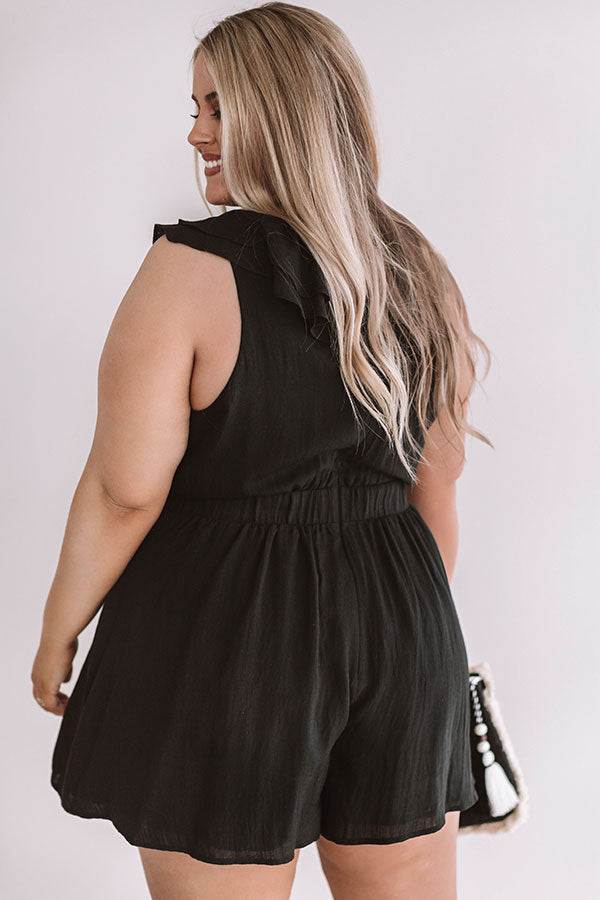 Bubbles In Brooklyn Ruffle Romper in Black Curves-Beginning Fashion