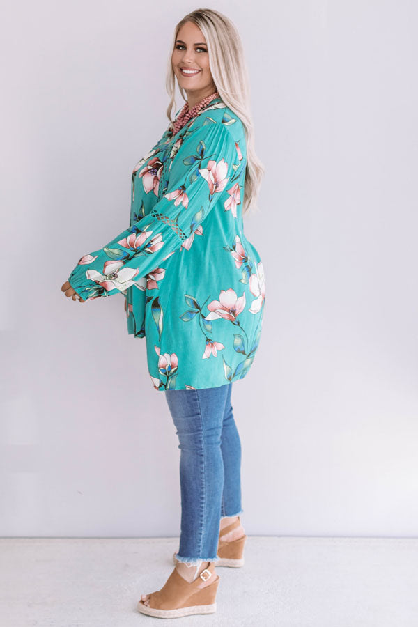 Brunching In Bali Shift Top In Jade Curves-Beginning Fashion