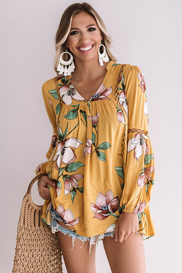 Brunching In Bali Shift Top In Mustard-Beginning Fashion