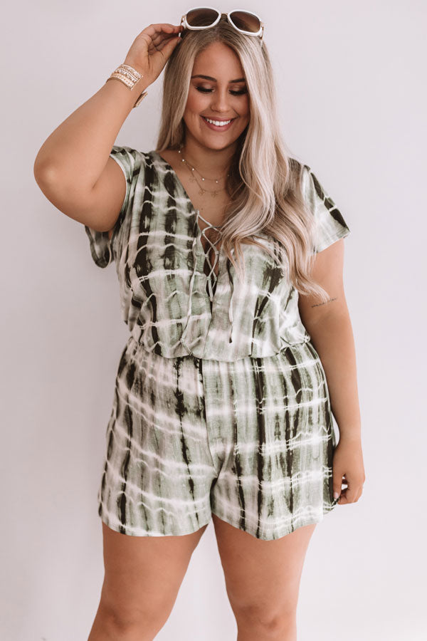 Beach Comber Tie Dye Romper In Pear Curves-Beginning Fashion