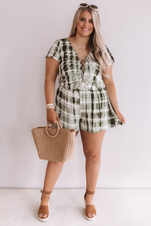 Beach Comber Tie Dye Romper In Pear Curves-Beginning Fashion