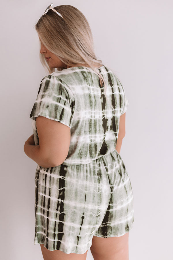 Beach Comber Tie Dye Romper In Pear Curves-Beginning Fashion