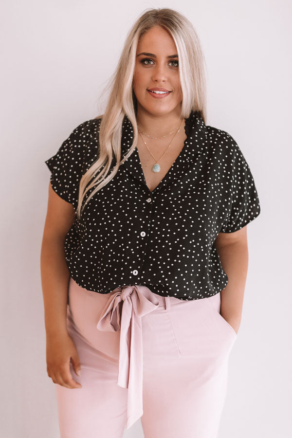 Count On Me Button Up Shift Top In Black  Curves-Beginning Fashion