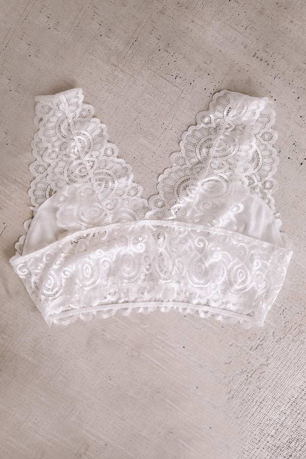 Be Loved Lace Racerback Bralette in White Curves-Beginning Fashion