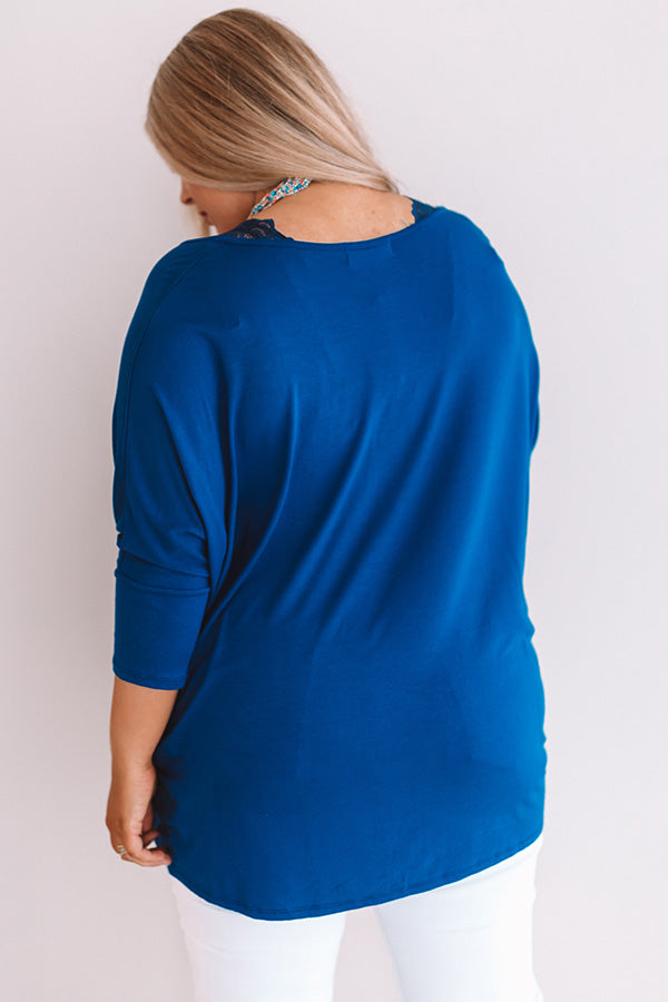 Better And Brighter Shift Top In Royal Blue  Curves-Beginning Fashion