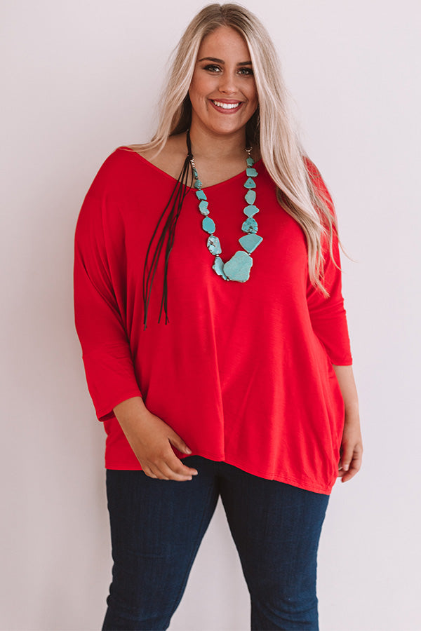 Better And Brighter Shift Top In Red  Curves-Beginning Fashion