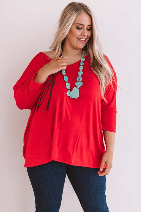 Better And Brighter Shift Top In Red  Curves-Beginning Fashion