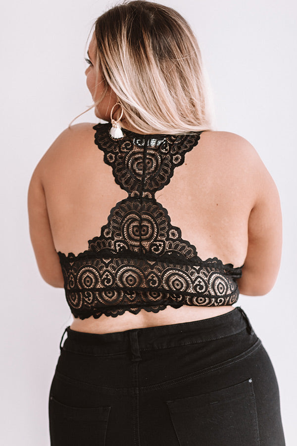 Be Loved Lace Racerback Bralette in Black Curves-Beginning Fashion