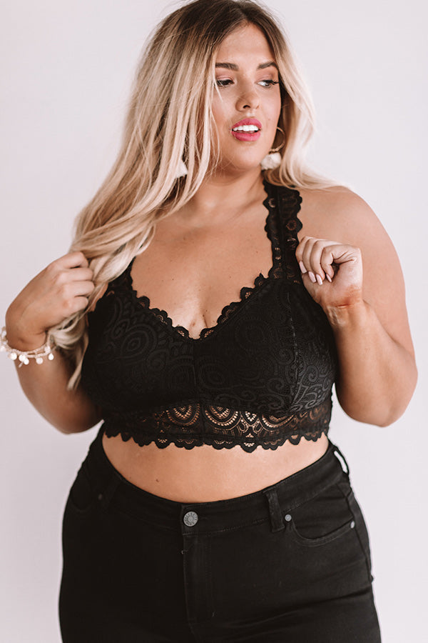 Be Loved Lace Racerback Bralette in Black Curves-Beginning Fashion