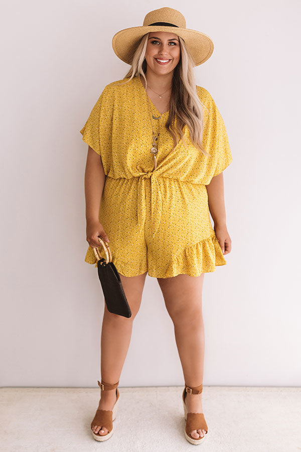 Cali Chick Romper In Marigold  Curves-Beginning Fashion