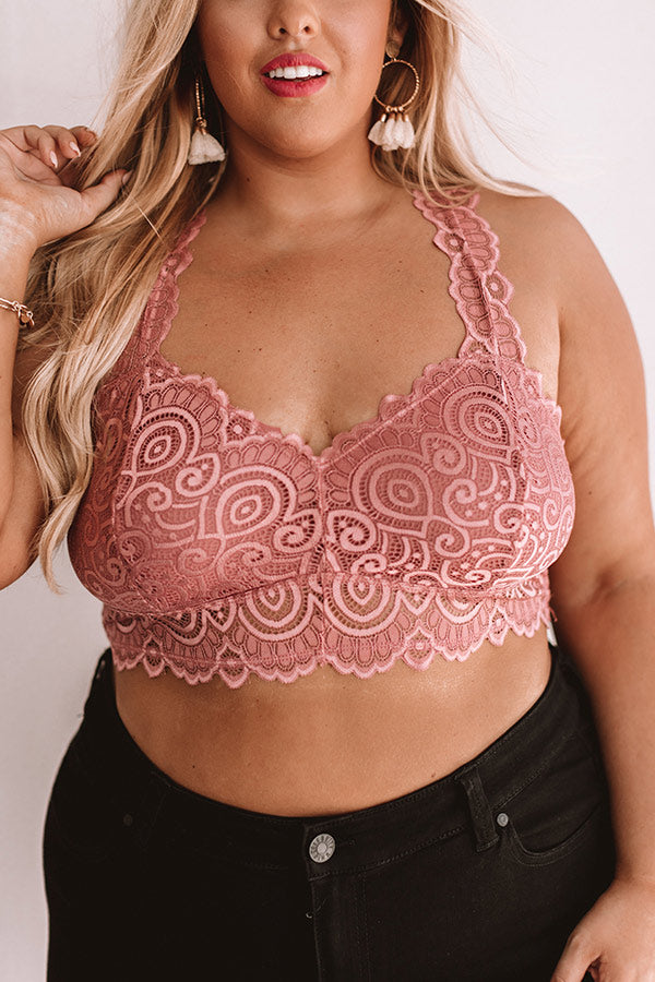 Be Loved Lace Racerback Bralette in Blush Curves-Beginning Fashion