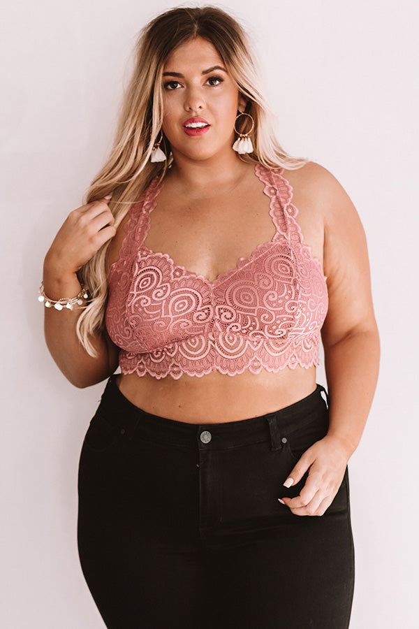 Be Loved Lace Racerback Bralette in Blush Curves-Beginning Fashion