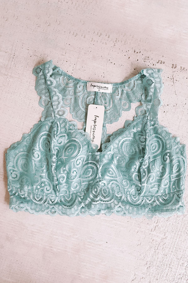 Be Loved Lace Racerback Bralette in Ocean Wave Curves-Beginning Fashion