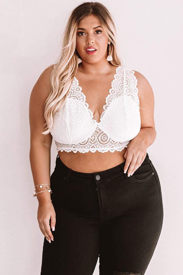 Babe Next Door Lace Bralette in White Curves-Beginning Fashion