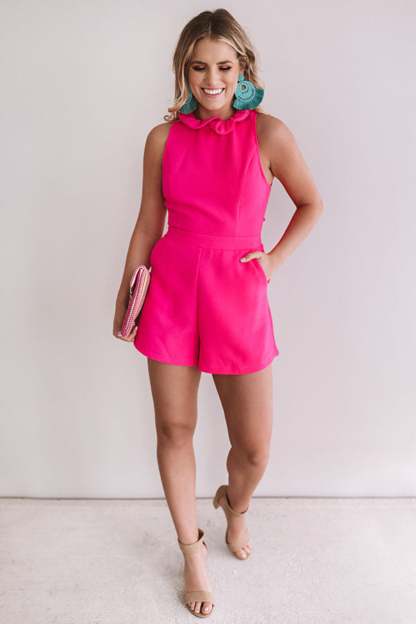 Flirty First Date Romper In Hot Pink-Beginning Fashion