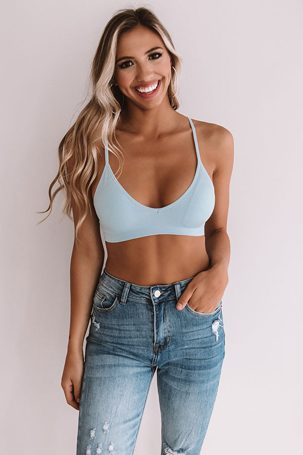 Back To Basics Seamless Ribbed Bralette in Sky Blue-Beginning Fashion