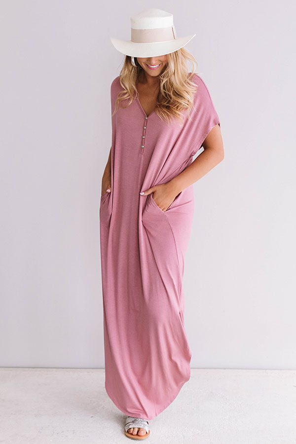 Baja Bliss T-Shirt Maxi In Blush-Beginning Fashion