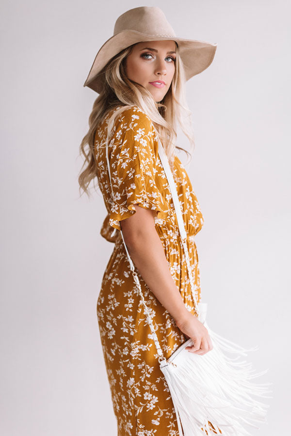 Fields In Florence Floral Midi in Mustard-Beginning Fashion