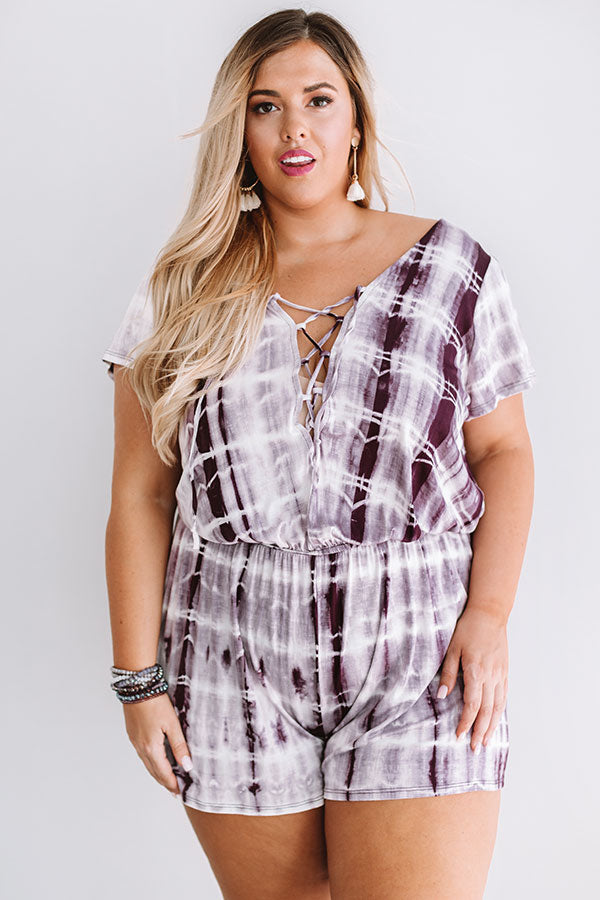 Beach Comber Tie Dye Romper In Windsor Wine  Curves-Beginning Fashion